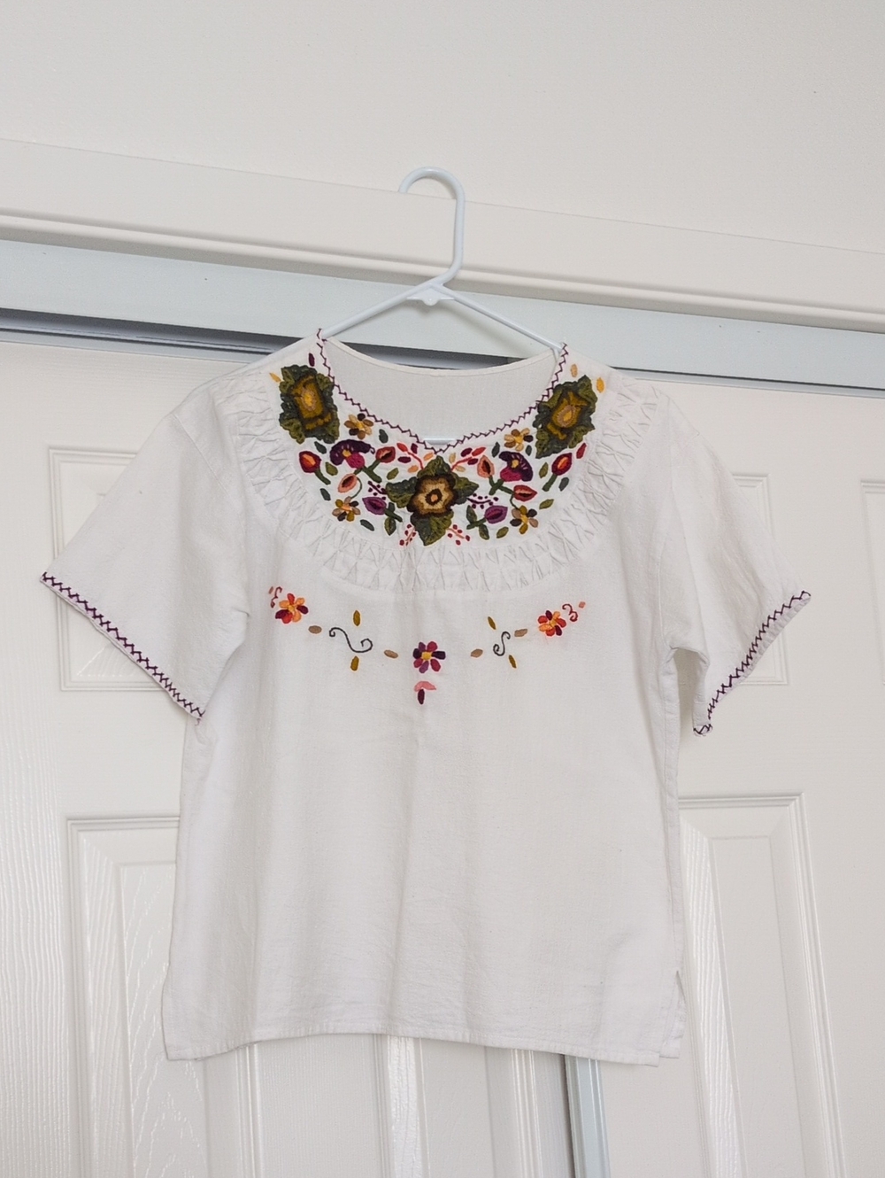 White Embroidered Floral Women's Top